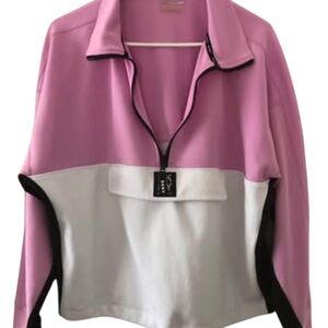 Dkny Pink and White Colorblock Pullover Sweatshirt Size 1/4 Zip Size Large Prepp